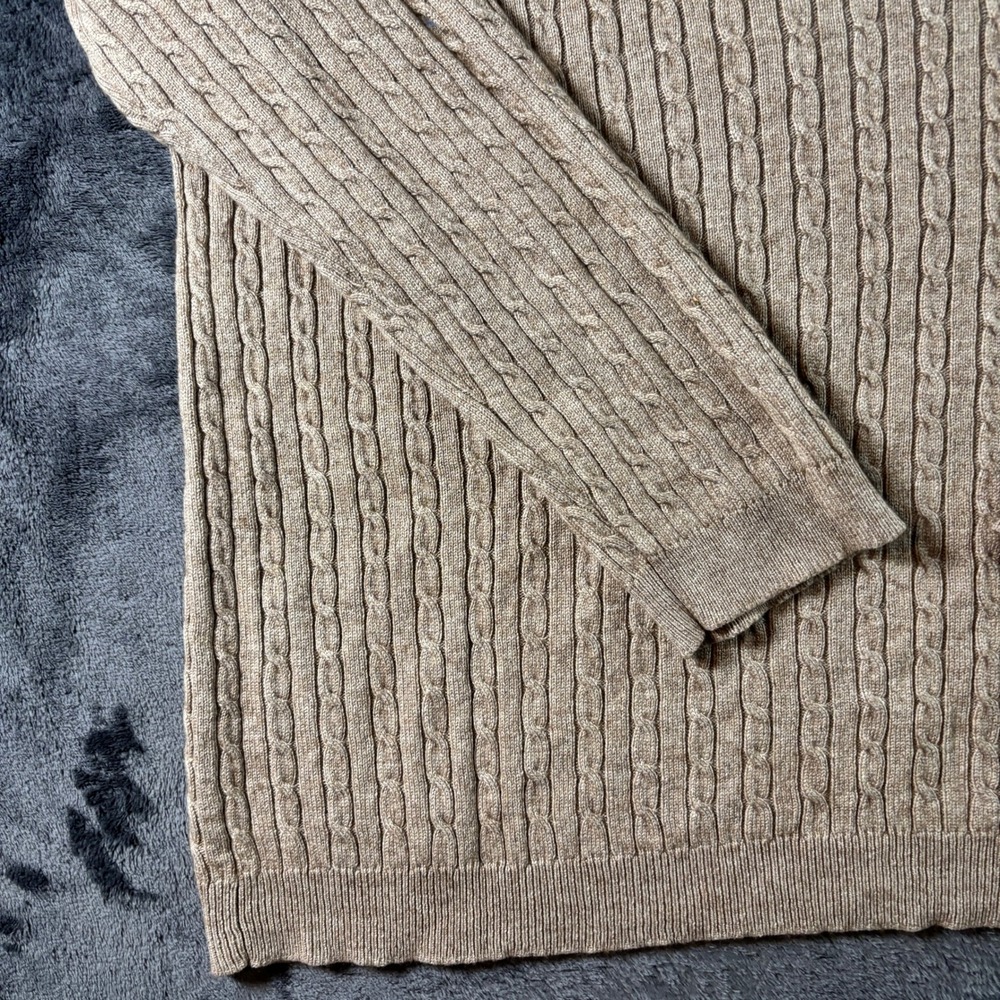 Lauren Ralph Lauren Womens‎ 3X Tan Silk Cashmere Cable Knit Deep V-Neck Sweater - Picture 9 of 10